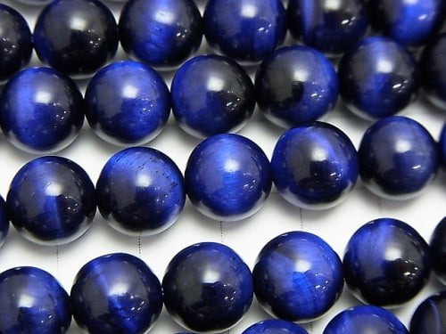 Blue color Tiger's Eye AAA Round 10mm half or 1strand beads (aprx.14inch/34cm)