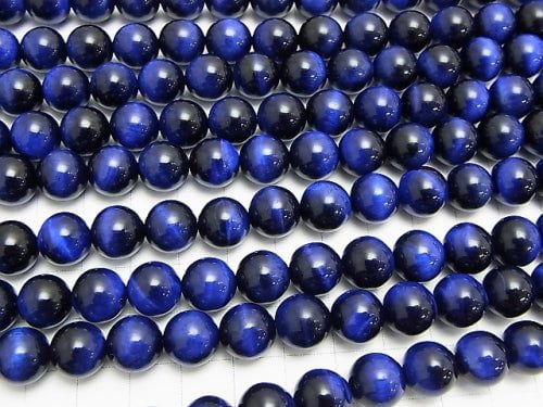 Blue color Tiger's Eye AAA Round 10mm half or 1strand beads (aprx.14inch/34cm)