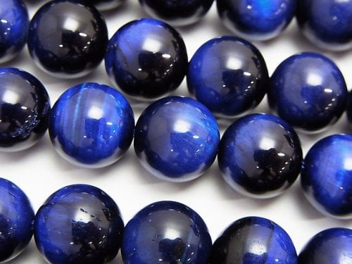 Blue color Tiger's Eye AAA Round 12mm half or 1strand beads (aprx.15inch/36cm)