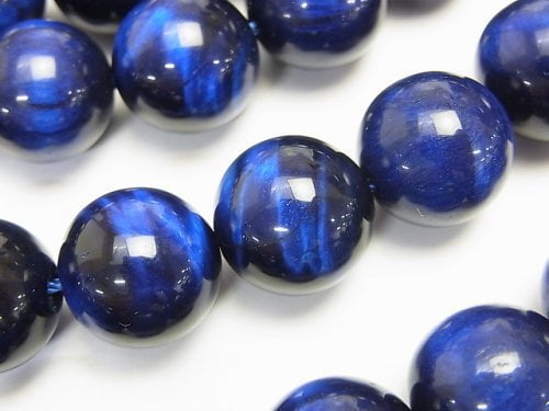 [Video] Blue color Tiger's Eye AAA Round 14mm 1/4 or 1strand beads (aprx.15inch/36cm)