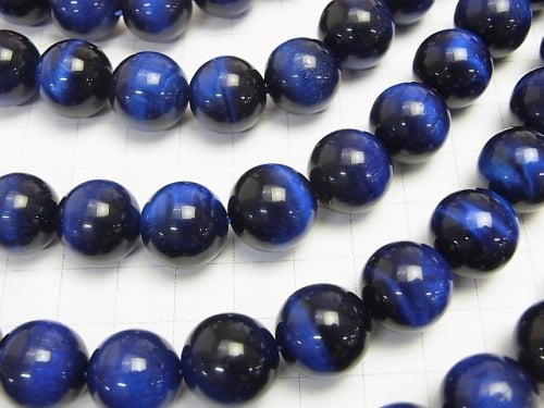 [Video] Blue color Tiger's Eye AAA Round 14mm 1/4 or 1strand beads (aprx.15inch/36cm)