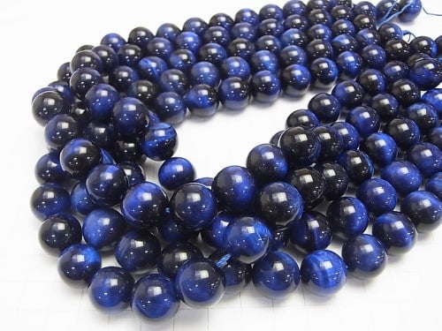 [Video] Blue color Tiger's Eye AAA Round 14mm 1/4 or 1strand beads (aprx.15inch/36cm)