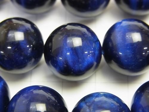 [Video] Blue Tiger's Eye AAA-Round 16mm 1/4 or 1-strand beads (approx. 14 inches/34 cm)