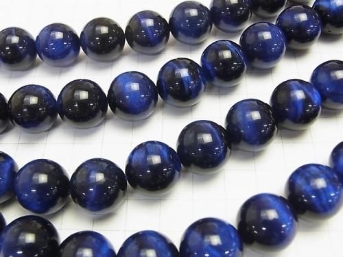[Video] Blue Tiger's Eye AAA-Round 16mm 1/4 or 1-strand beads (approx. 14 inches/34 cm)