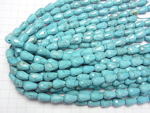 [Video] Magnesite Turquoise  Vertical Hole Faceted Drop 14x10x10mm 1strand beads (aprx.15inch/36cm)