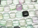 Multicolor Fluorite AAA - Square 10 x 10 x 6 mm half or 1 strand beads (aprx.15 inch / 38 cm)