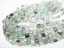 Multicolor Fluorite AAA - Square 10 x 10 x 6 mm half or 1 strand beads (aprx.15 inch / 38 cm)