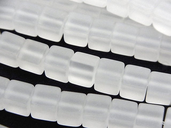 Cube, Frosted Crystal Quartz Gemstone Beads