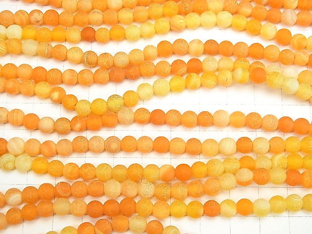 1strand $3.79! Frost Orange Color Agate Round 6mm Antique Finish 1strand beads (aprx.15inch / 37cm)