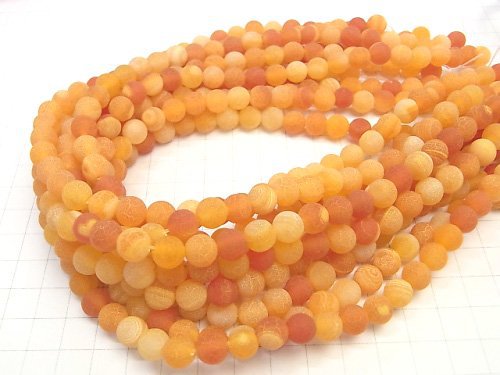Frost Orange Color Agate Round 8mm Antique Finish 1strand beads (aprx.15inch/36cm)