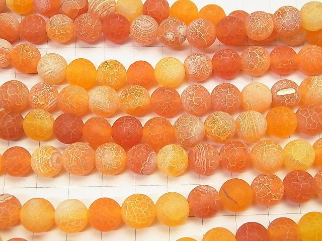 Frost Orange Color Agate Round 10mm Antique Finish 1strand beads (aprx.15inch/36cm)