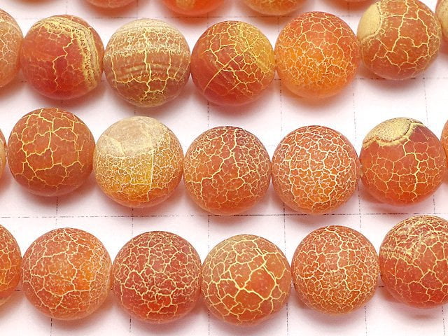 Frost Orange Color Agate Round 12mm Antique Finish 1strand beads (aprx.14inch / 35cm)
