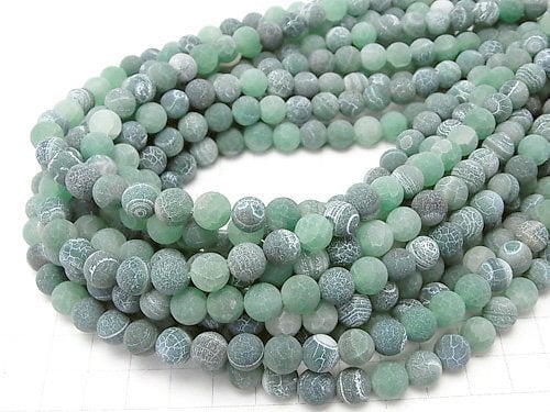 Frost green color agate Round 8mm antique finish 1strand beads (aprx.15inch/36cm)