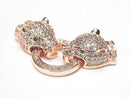 [Video] Metal Parts Leopard Motif with CZ Clasp Pink Gold Color 1pc