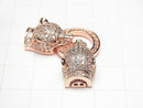 [Video] Metal Parts Leopard Motif with CZ Clasp Pink Gold Color 1pc