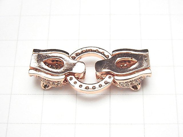 [Video] Metal parts Leopard motif Clasp with CZ Pink gold color 1pc