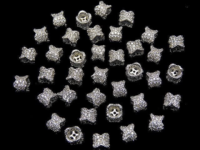 Metal Parts Rondelle 6x6x4.5 Silver Color (with CZ) 1pc $2.49!
