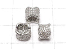Metal parts Rondelle 8x8x6mm Silver color (with CZ) 1pc