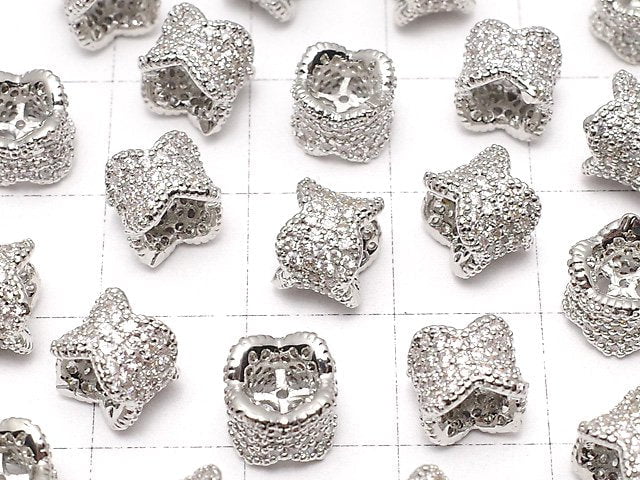 Metal parts Rondelle 8x8x6mm Silver color (with CZ) 1pc