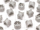 Metal parts Rondelle 8x8x6mm Silver color (with CZ) 1pc