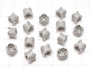 Metal parts Rondelle 8x8x6mm Silver color (with CZ) 1pc