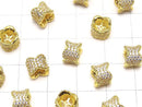 Metal parts Rondelle 8x8x6.5 Gold color (with CZ) 1pc