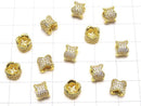 Metal parts Rondelle 8x8x6.5 Gold color (with CZ) 1pc
