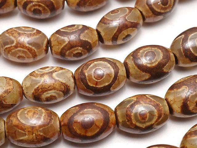 dZi Beads Rice 14x10x10mm Red Brown 1-strand beads (approx. 13 inches/32 cm)