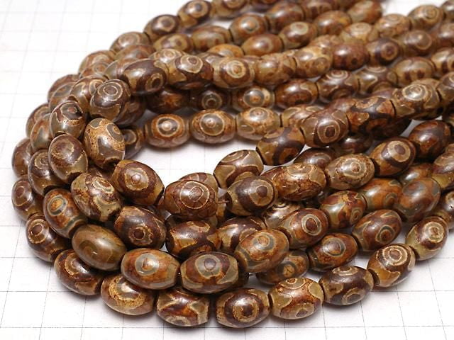 dZi Beads Rice 14x10x10mm Red Brown 1-strand beads (approx. 13 inches/32 cm)