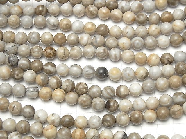 Silver Leaf Jasper Round 8mm 1strand beads (aprx.15inch/37cm)