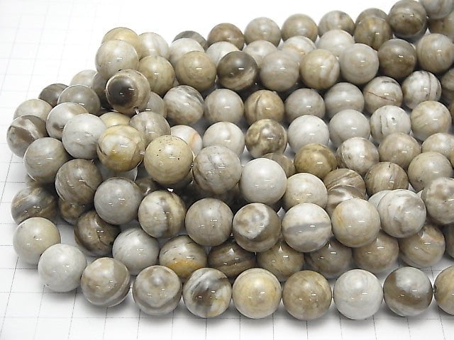 Silver Leaf Jasper Round 14mm half or 1strand beads (aprx.15inch/36cm)