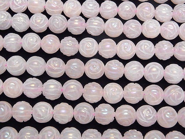 Flash, Rose Quartz Round Rose Cut 10mm half or 1strand beads (aprx.15inch / 36cm)