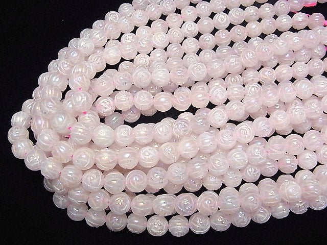 Flash, Rose Quartz Round Rose Cut 10mm half or 1strand beads (aprx.15inch / 36cm)