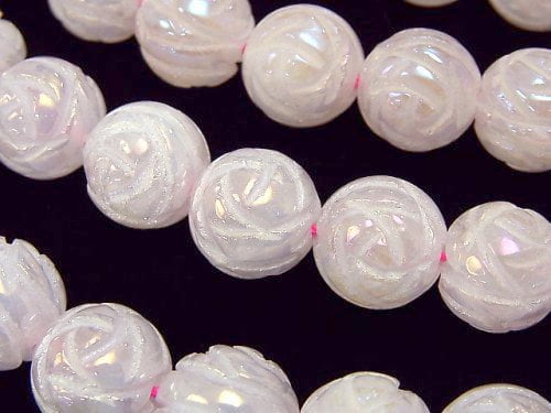 Flash Crystal, Rose, Round Gemstone Beads