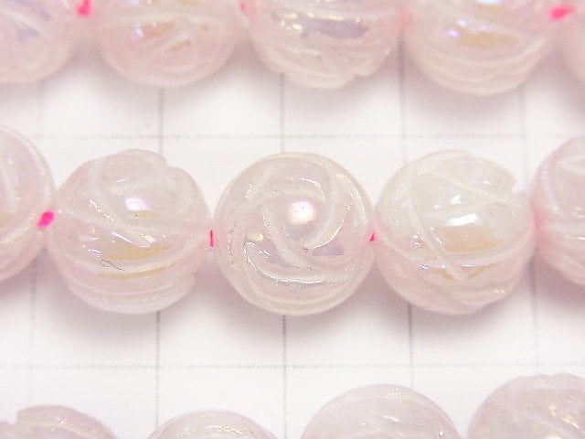 Flash, Rose Quartz Round Rose Cut 12mm 1/4 or 1strand beads (aprx.15inch / 36cm)