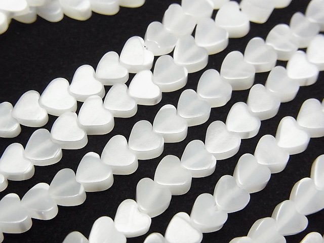 [Video] Mother of Pearl MOP White Vertical Hole Heart 4x4x2.5mm 1strand beads (aprx.15inch/37cm)