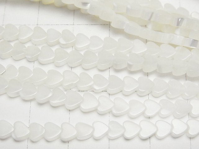 [Video] Mother of Pearl MOP White Vertical Hole Heart 4x4x2.5mm 1strand beads (aprx.15inch/37cm)