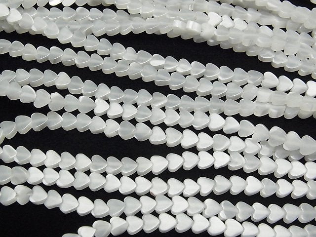 [Video] Mother of Pearl MOP White Vertical Hole Heart 4x4x2.5mm 1strand beads (aprx.15inch/37cm)