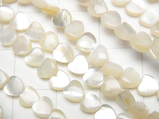 High Quality White Shell (Silver-lip Oyster) Vertical Hole Heart 4x4mm half or 1strand beads (aprx.15inch / 38cm)