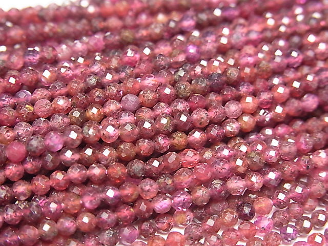 [Video] High Quality! Madagascar Ruby AA+ Faceted Round 2mm 1strand beads (aprx.15inch/36cm)