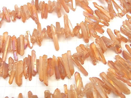 [Video] Crystal Natural Point Cut Metallic Coating Orange 1strand beads (aprx.15inch / 38cm)