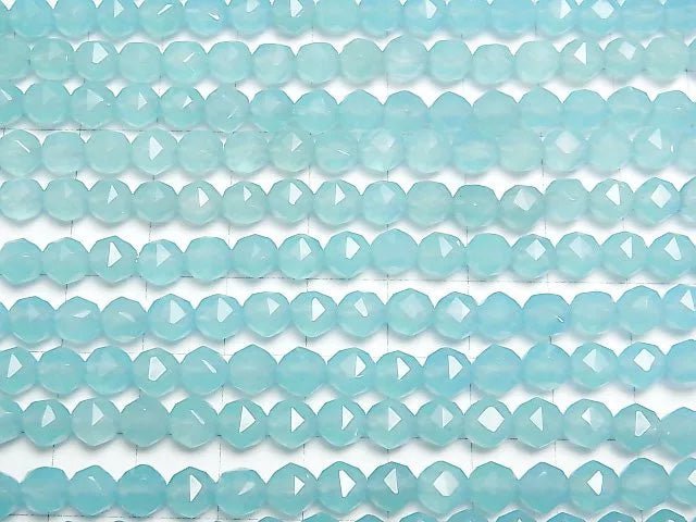 Sea Blue Chalcedony AAA Star Faceted Round 6 mm 1/4 or 1strand beads (aprx.15 inch / 38 cm)