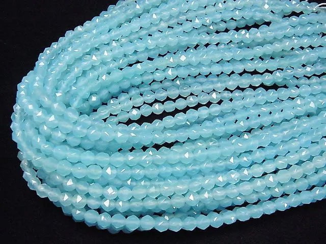 Sea Blue Chalcedony AAA Star Faceted Round 6 mm 1/4 or 1strand beads (aprx.15 inch / 38 cm)