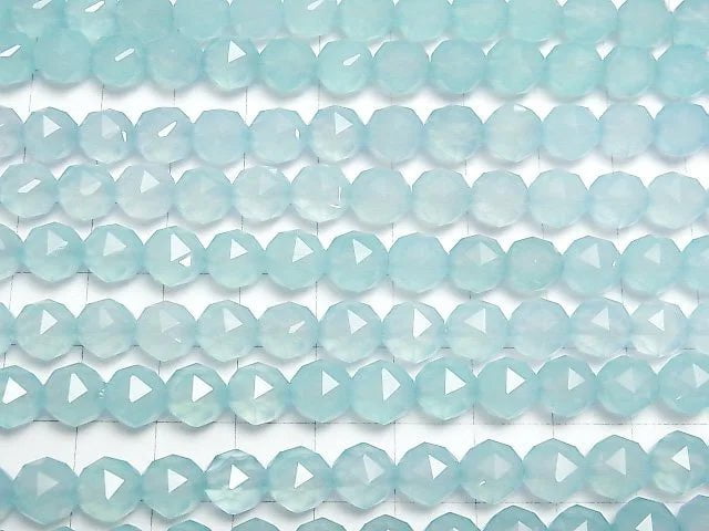 Sea Blue Chalcedony AAA Star Faceted Round 8mm 1/4 or 1strand beads (aprx.15inch / 38cm)