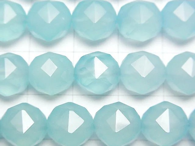 [Video] Sea Blue Chalcedony AAA Star Faceted Round 10 mm 1/4 or 1strand beads (aprx.15 inch / 38 cm)