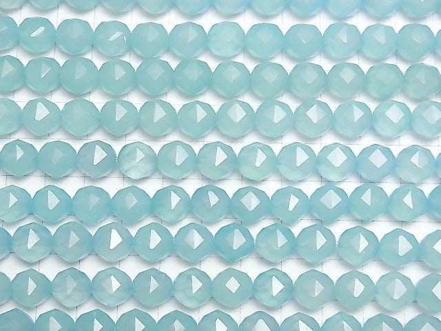 [Video] Sea Blue Chalcedony AAA Star Faceted Round 10 mm 1/4 or 1strand beads (aprx.15 inch / 38 cm)