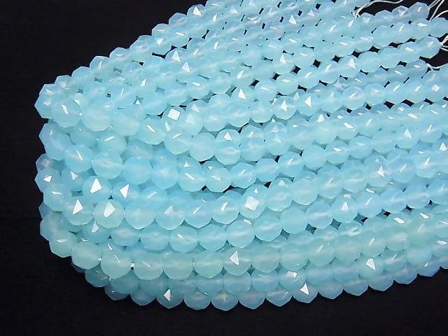 [Video] Sea Blue Chalcedony AAA Star Faceted Round 10 mm 1/4 or 1strand beads (aprx.15 inch / 38 cm)