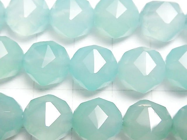 Sea Blue Chalcedony AAA Star Faceted Round 12 mm 1/4 or 1strand beads (aprx.15 inch / 38 cm)