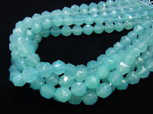 Sea Blue Chalcedony AAA Star Faceted Round 12 mm 1/4 or 1strand beads (aprx.15 inch / 38 cm)