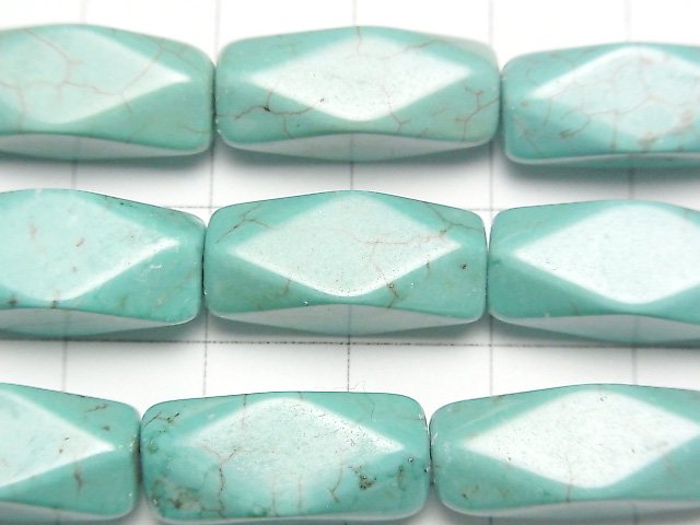 [Video]Magnesite Turquoise Faceted Rice 20x8x8mm 1strand beads (aprx.15inch/37cm)